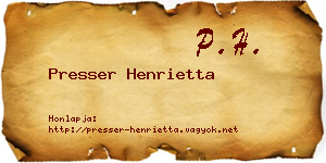 Presser Henrietta névjegykártya